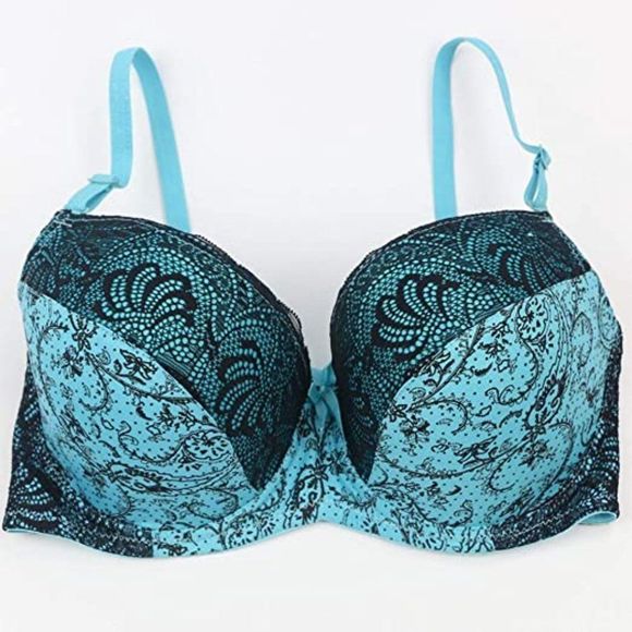 Swbreety Women's Comfortable Push Up Embroidery Lace Bra and Panty Set - Picture 4 of 7